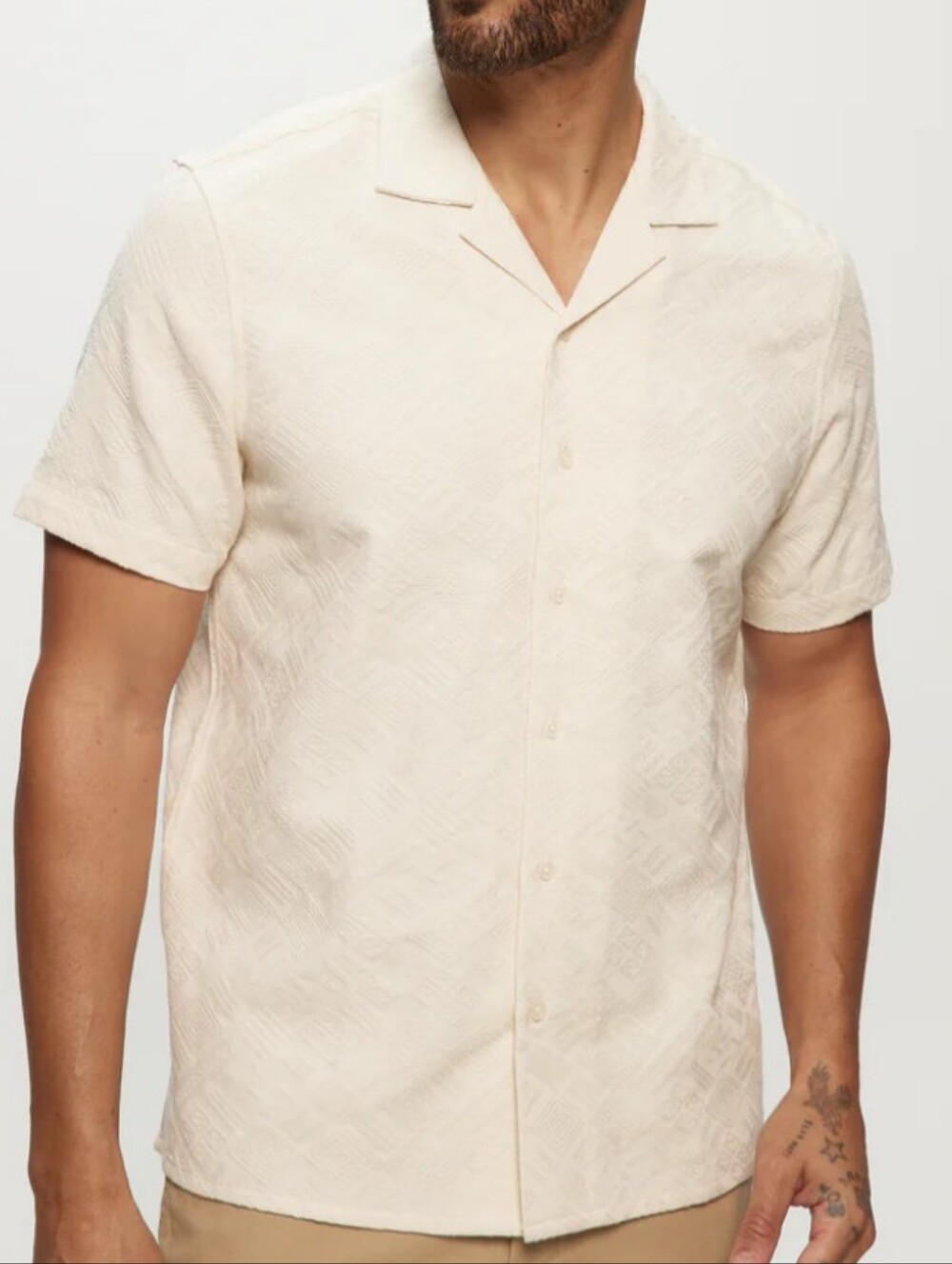 Julian & Mark Tonal Jacquard Camp Shirt - XXL